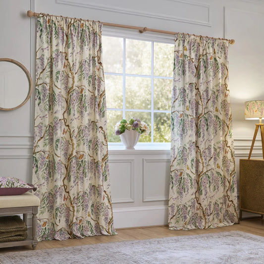 Voyage Maison (Riva Home) Voyage Maison Curtains Mariposa Printed Pencil Pleat Curtains Cream by Voyage Maison