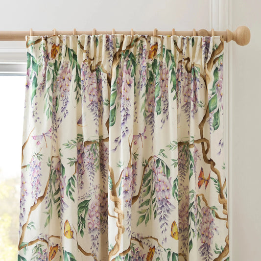 Voyage Maison (Riva Home) Voyage Maison Curtains Mariposa Printed Pencil Pleat Curtains Cream by Voyage Maison