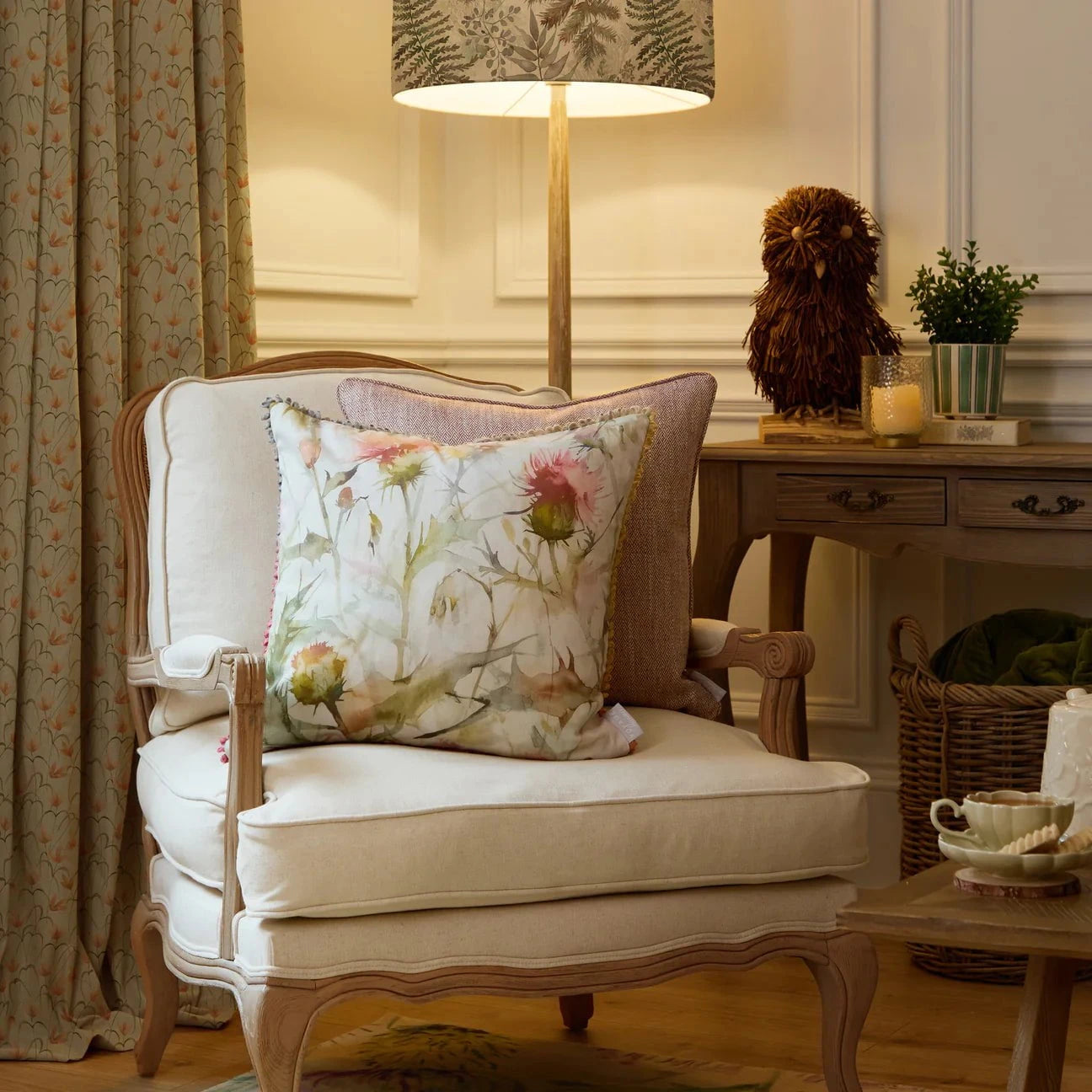 Voyage Maison (Riva Home) Voyage Maison Cushion Cirsium Printed Cushion Russet/Cream by Voyage Maison