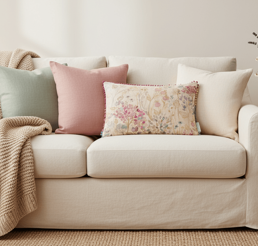 Voyage Maison (Riva Home) Voyage Maison Cushion COUNTRY HEDGEROW PRINTED RECTANGULAR CUSHION LINEN MULTI by Voyage Maison