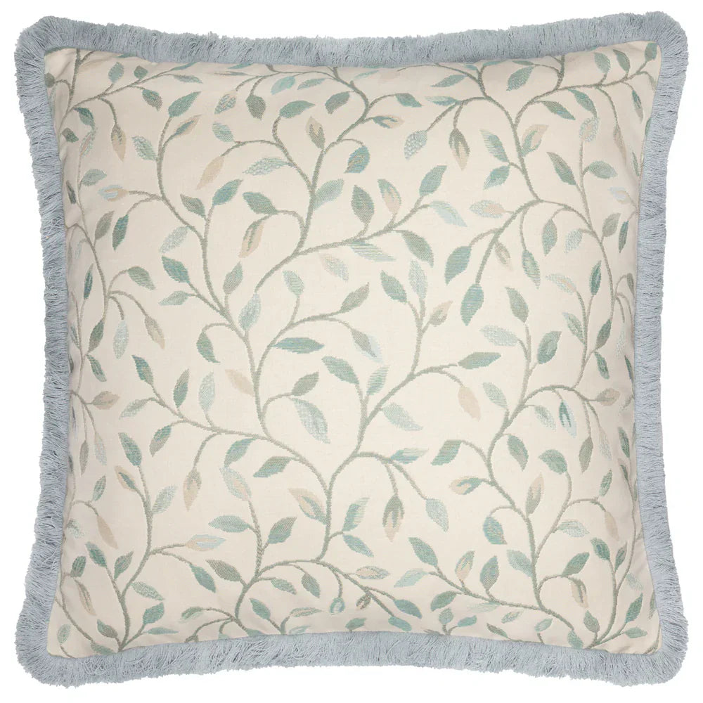 Voyage Maison (Riva Home) Voyage Maison Cushion Duck Egg CERVINO FRINGED JACQUARD CUSHION by Voyage Maison