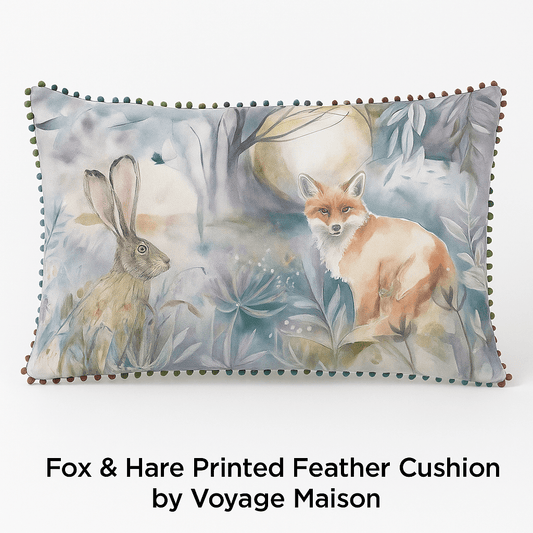 Voyage Maison (Riva Home) Voyage Maison Cushion Fox & Hare Printed Feather Cushion Purple Linen by Voyage Maison
