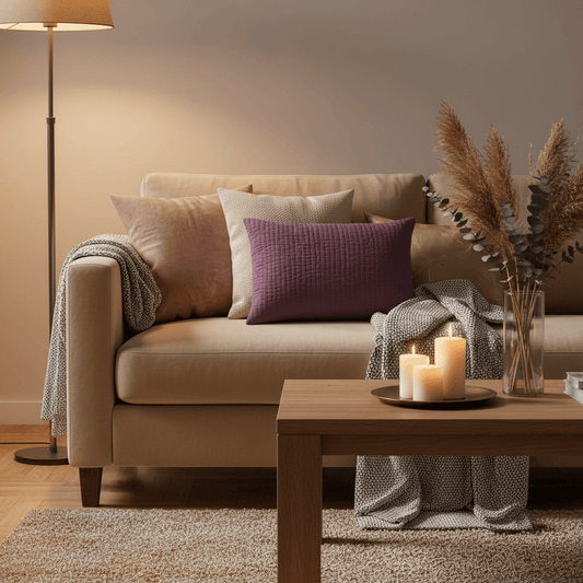 Voyage Maison (Riva Home) Voyage Maison Cushion HAZE EMBROIDERED FEATHER CUSHION PLUM by Voyage Maison