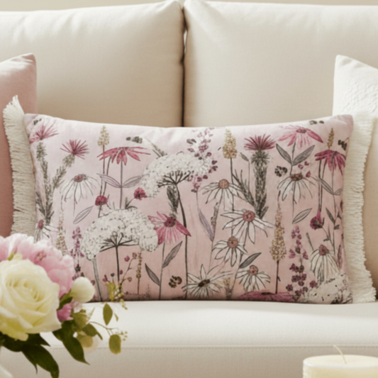 Voyage Maison (Riva Home) Voyage Maison Cushion HERMIONE PRINTED FEATHER CUSHION BLUSH by Voyage Maison
