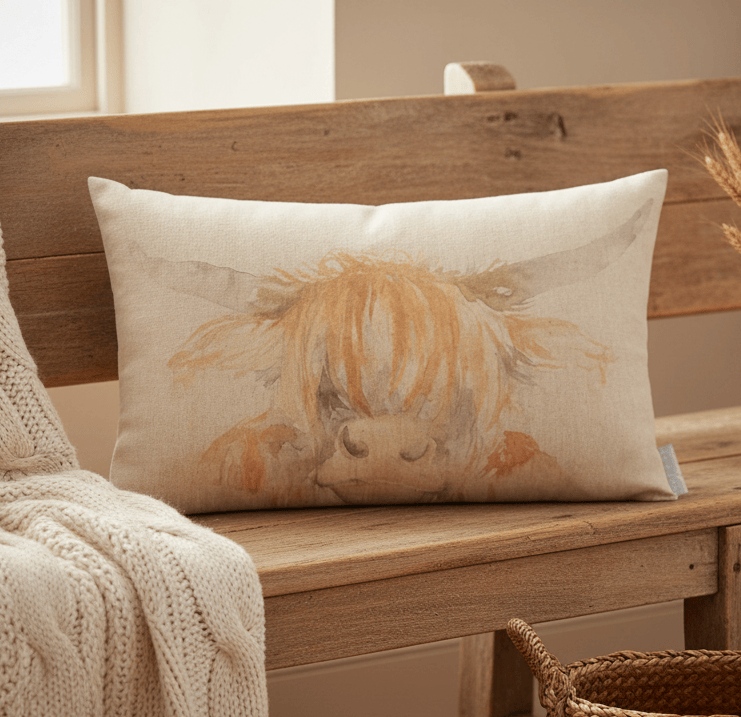 Voyage Maison (Riva Home) Voyage Maison Cushion HIGHLAND COO PRINTED CUSHION NATURAL by Voyage Maison