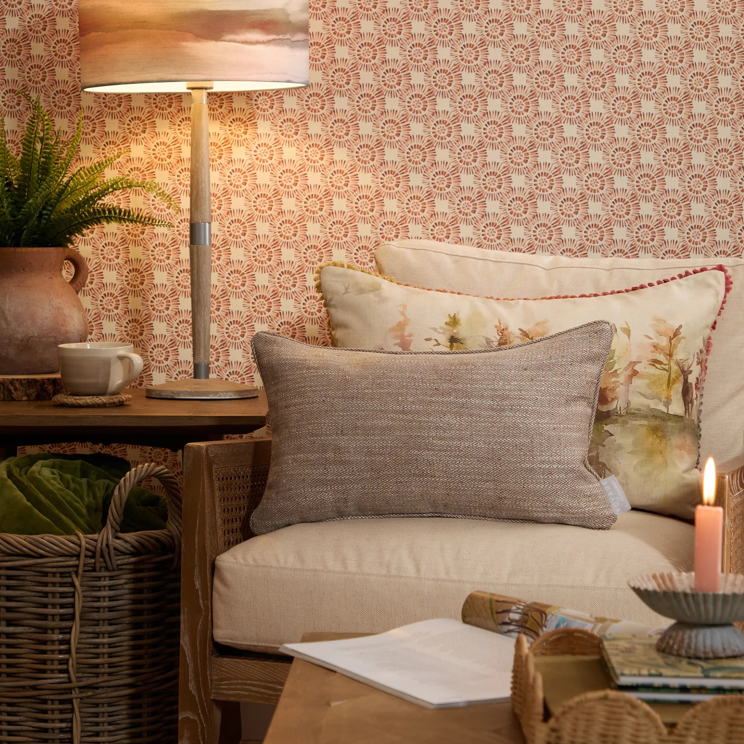 Voyage Maison (Riva Home) Voyage Maison Cushion Jedburgh Textured Woven Rectangular Cushion Nut by Voyage Maison