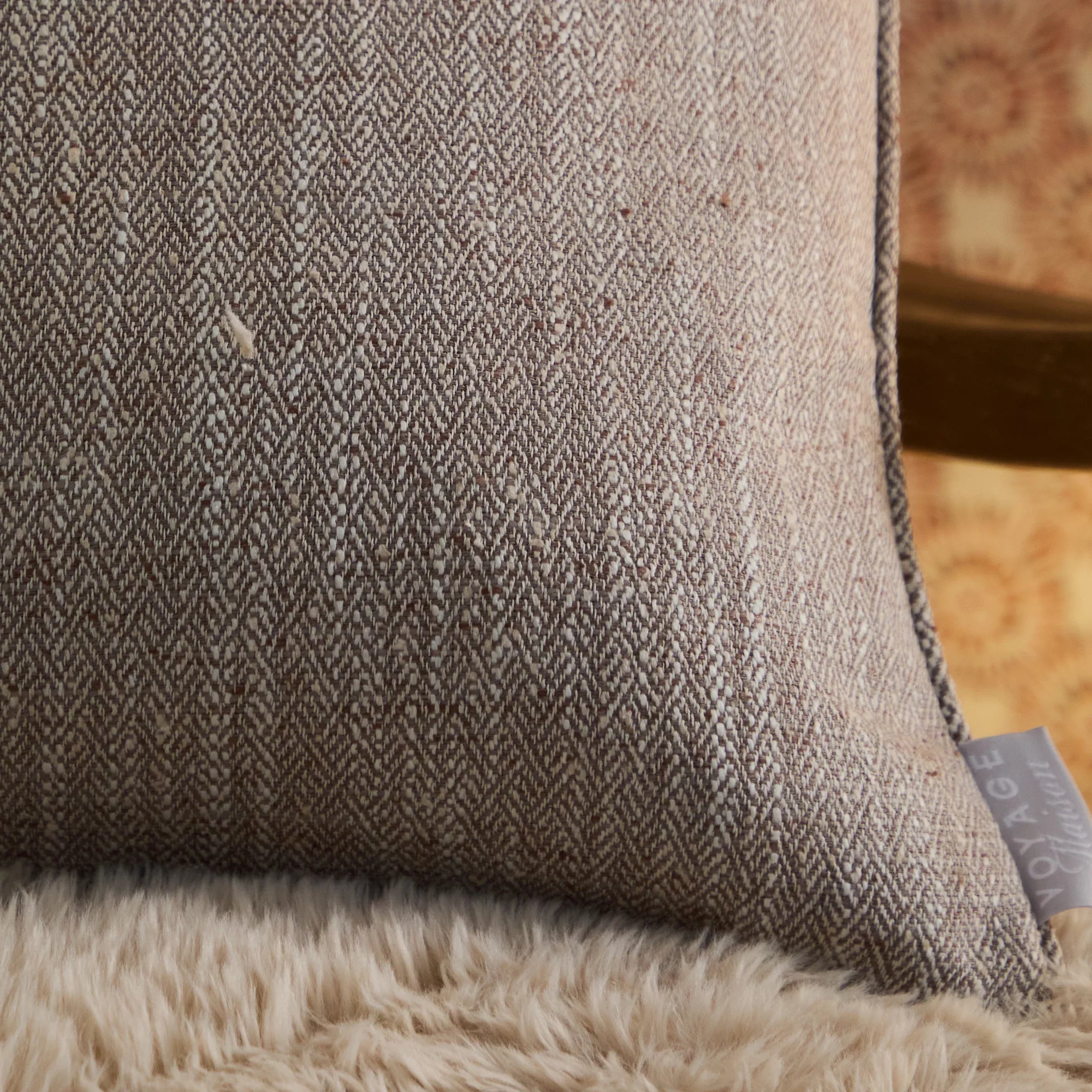 Voyage Maison (Riva Home) Voyage Maison Cushion Jedburgh Textured Woven Square Cushion Nut by Voyage Maison
