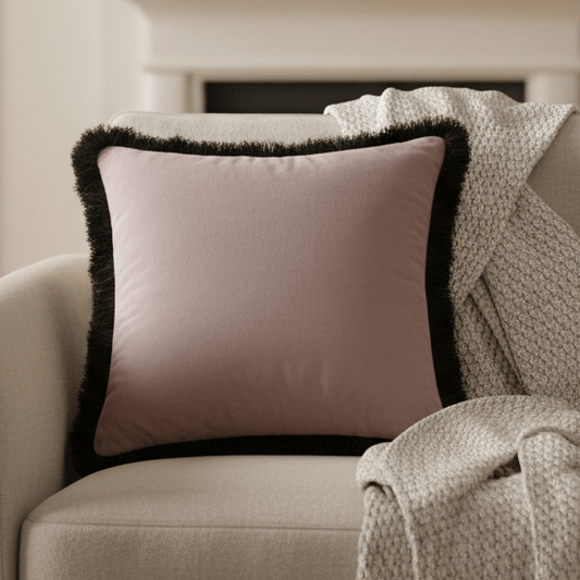 Voyage Maison (Riva Home) Voyage Maison Cushion Loreto Fringed Heather Velvet Cushion by Voyage Maison