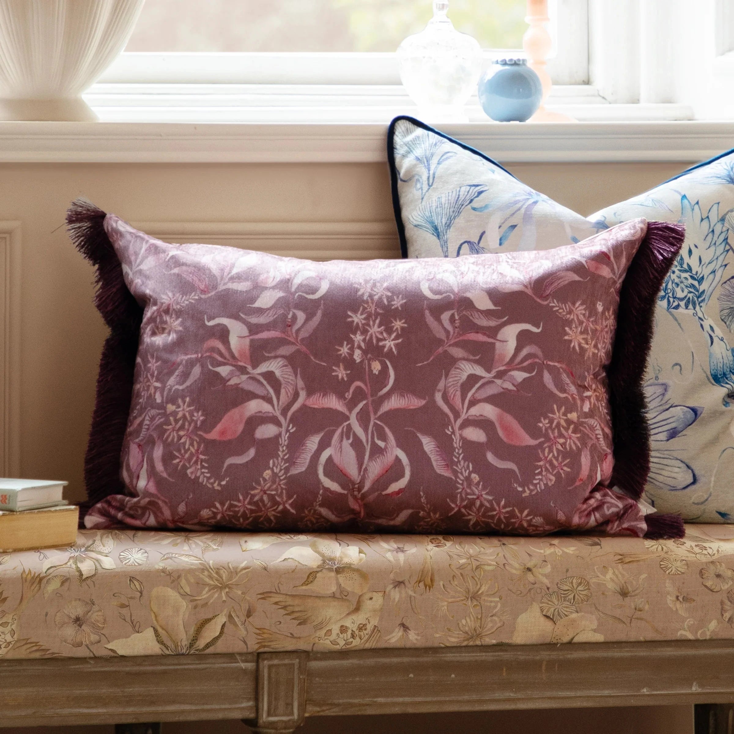 Voyage Maison (Riva Home) Voyage Maison Cushion Ruby Hettie Printed Ruche Fringe Cushion by Voyage Maison