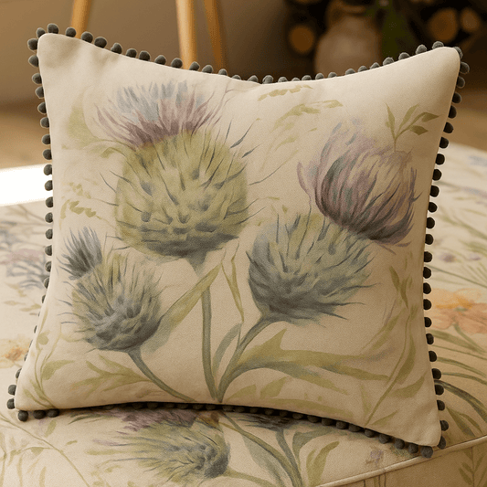 Voyage Maison (Riva Home) Voyage Maison Cushion Thistle Printed Feather Cushion Natural by Voyage Maison