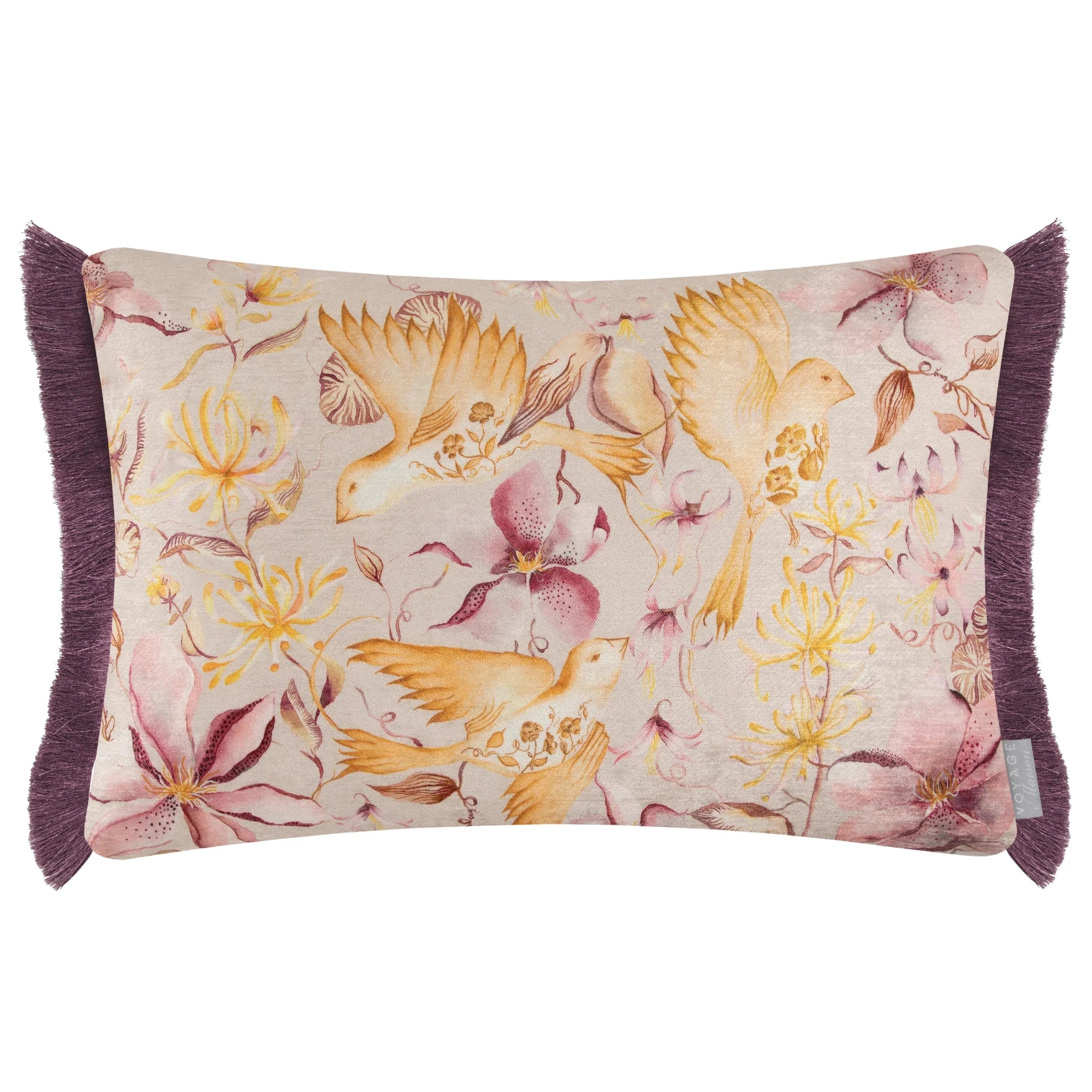 Voyage Maison (Riva Home) Voyage Maison Cushion Voyage Maison Floella Printed Ruche Fringe Cushion Primrose