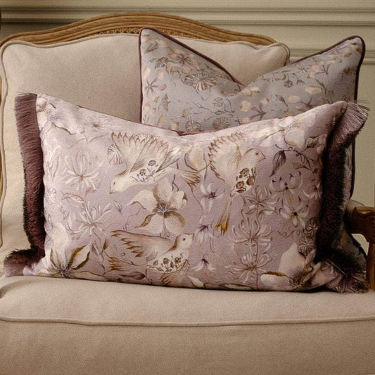 Voyage Maison (Riva Home) Voyage Maison Cushion Voyage Maison Floella Printed Ruche Fringe Cushion Viola
