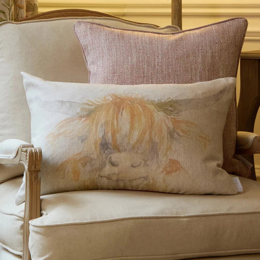 Voyage Maison (Riva Home) Voyage Maison Cushion Voyage Maison Highland Coo Printed Cushion Natural