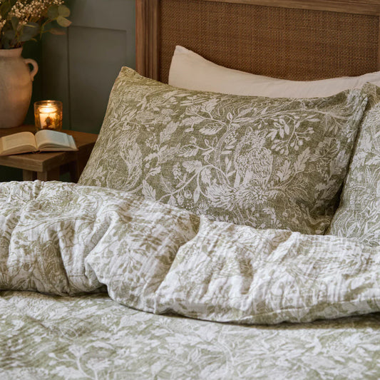 Voyage Maison (Riva Home) Voyage Maison Duvet Cover set CADEMUIR REVERSIBLE 100% COTTON MUSLIN DUVET COVER SET SAGE by Voyage Maison