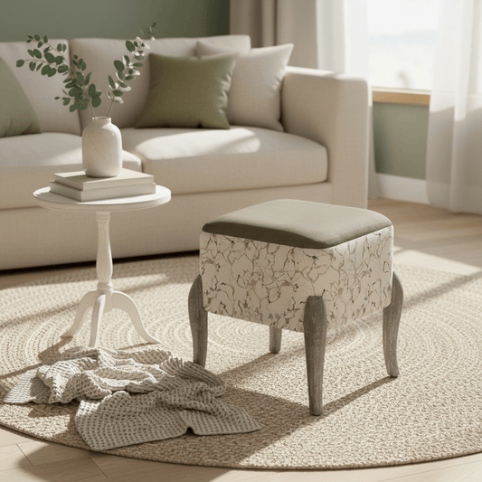 Voyage Maison (Riva Home) Voyage Maison Furniture ADDITIONS CARRARA PRINTED RALF FOOTSTOOL MEADOW by Voyage Maison