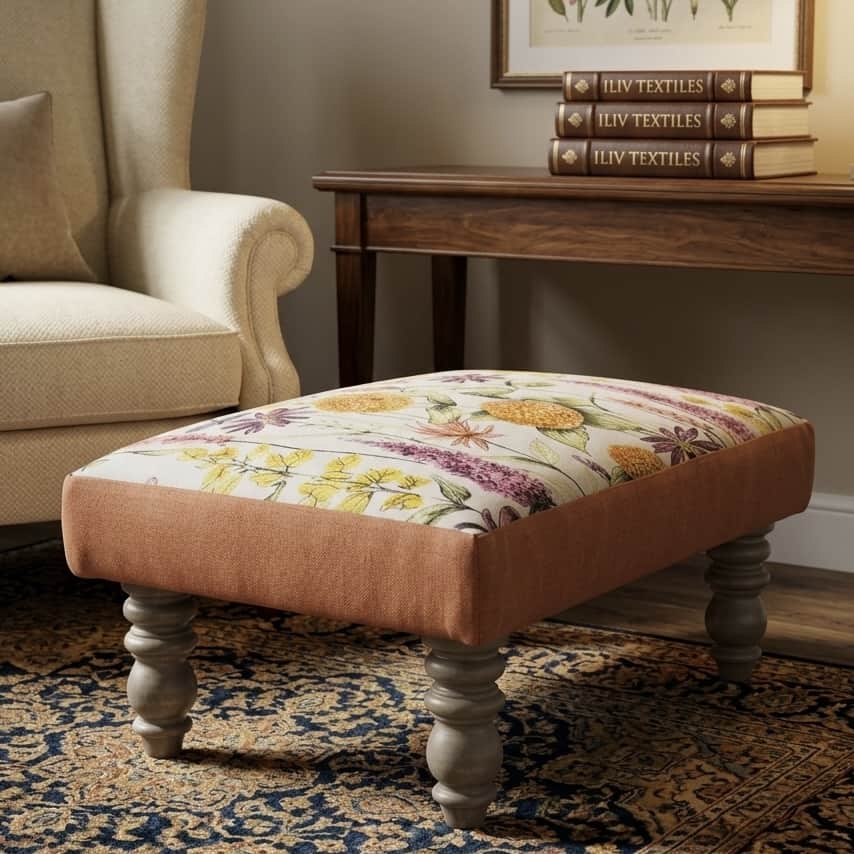Voyage Maison (Riva Home) Voyage Maison Furniture CAPELLA FOOTSTOOL FLORABUNDA SPRING by Voyage Maison
