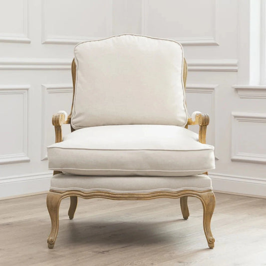 Voyage Maison (Riva Home) Voyage Maison Furniture Florence Chair – Oak Frame in Natural Linen by Voyage Maison