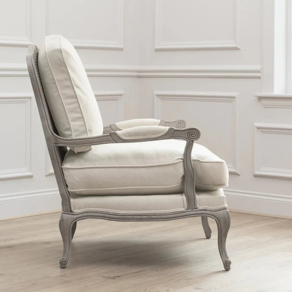 Voyage Maison (Riva Home) Voyage Maison Furniture Florence Chair – Stone Frame in Natural Linen by Voyage Maison