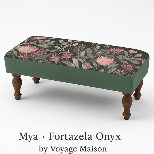 Voyage Maison (Riva Home) Voyage Maison Furniture Mya Stool Fortazela Onyx | Botanical Upholstery by Voyage Maison