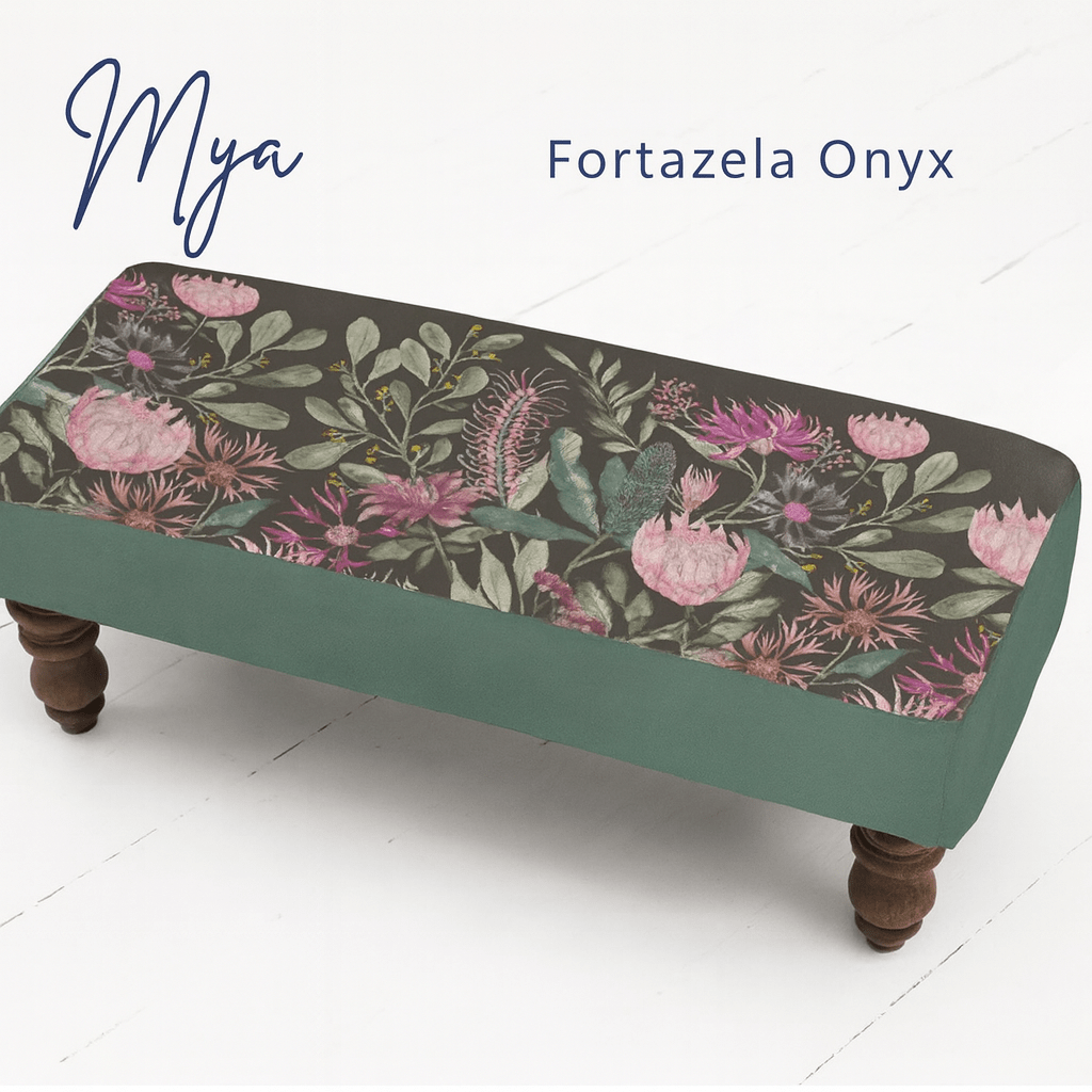 Voyage Maison (Riva Home) Voyage Maison Furniture Mya Stool Fortazela Onyx | Botanical Upholstery by Voyage Maison