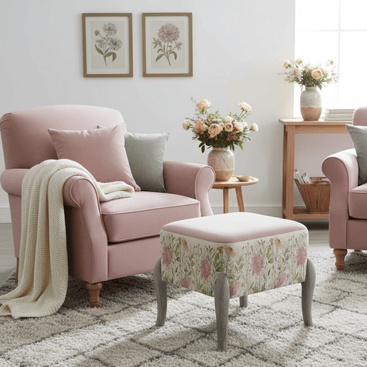 Voyage Maison (Riva Home) Voyage Maison Furniture RALF FOOTSTOOL IN DELAMERE BLOSSOM by Voyage Maison