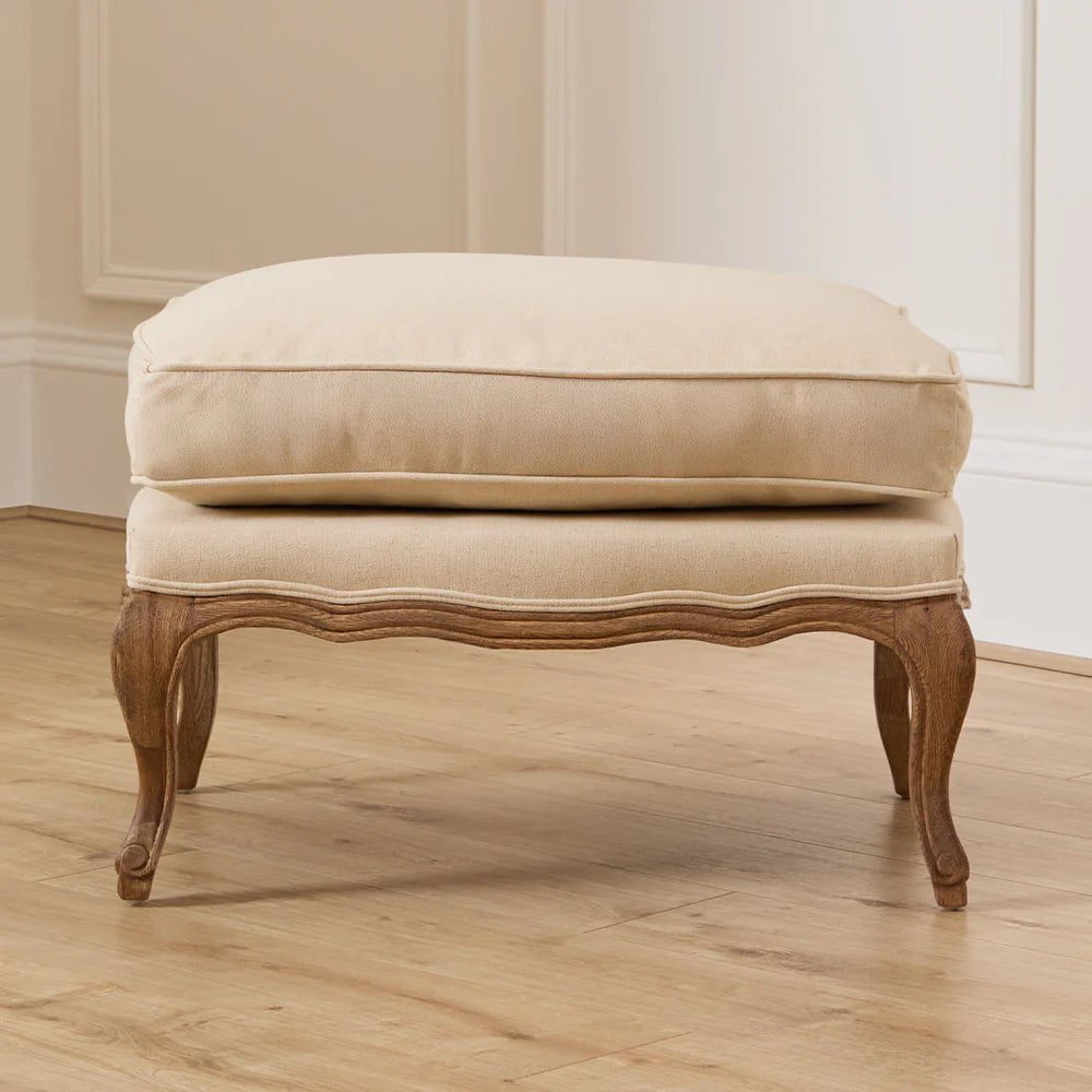 Voyage Maison (Riva Home) Voyage Maison Furniture Voyage Maison Florence Footstool Oak Frame (in Natural Oak or Stone colour)