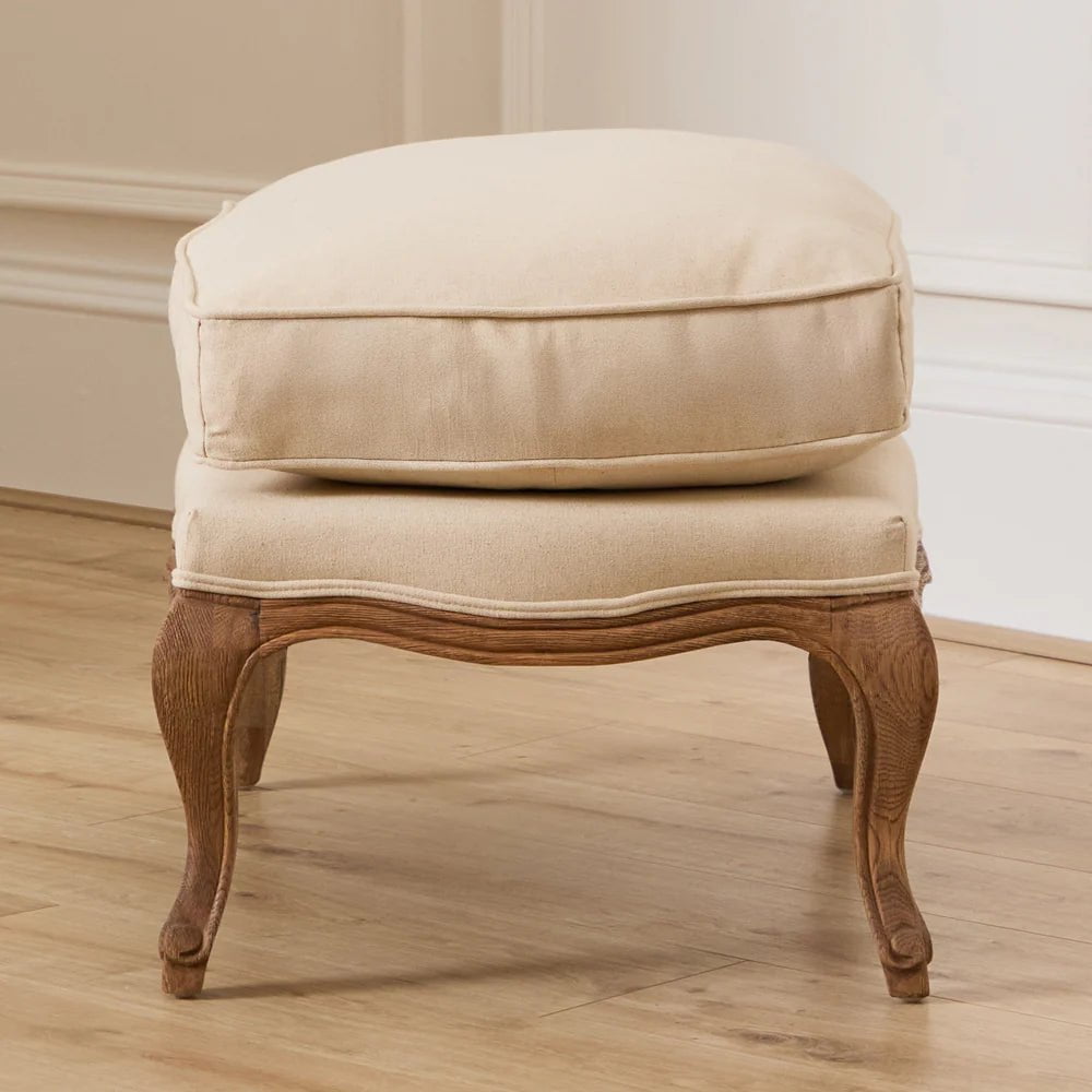 Voyage Maison (Riva Home) Voyage Maison Furniture Voyage Maison Florence Footstool Oak Frame (in Natural Oak or Stone colour)