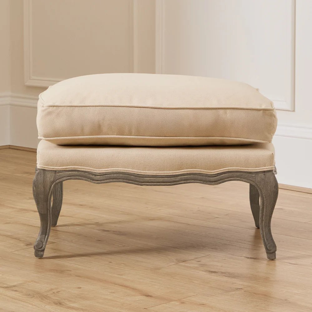 Voyage Maison (Riva Home) Voyage Maison Furniture Voyage Maison Florence Footstool Oak Frame (in Natural Oak or Stone colour)