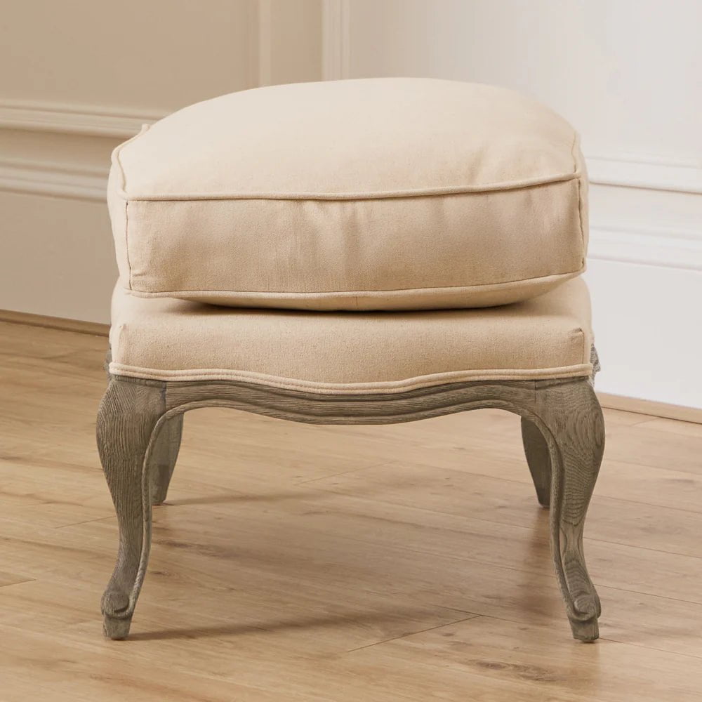 Voyage Maison (Riva Home) Voyage Maison Furniture Voyage Maison Florence Footstool Oak Frame (in Natural Oak or Stone colour)