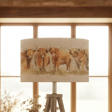 Voyage Maison (Riva Home) Voyage Maison Hand Rolled Shade Highland Cattle Eva Lamp Shade Linen by Voyage Maison