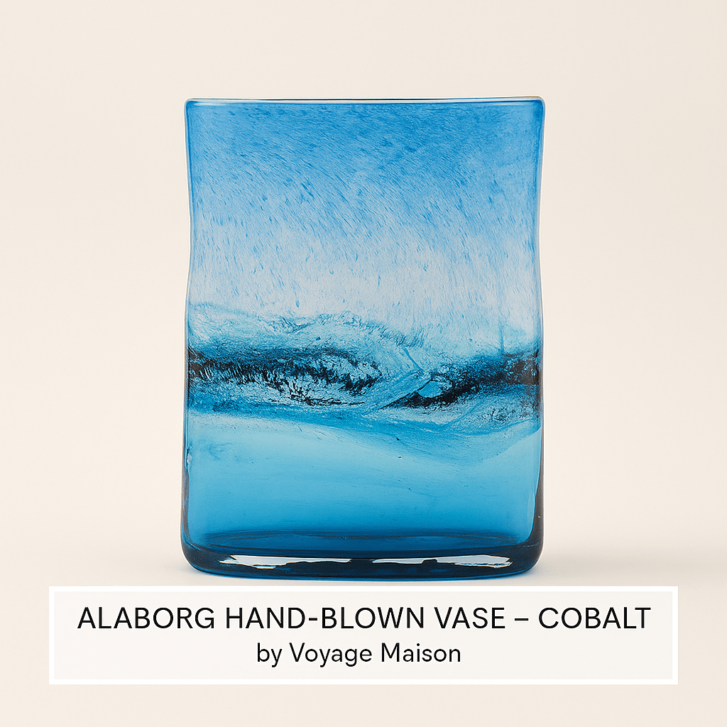 Voyage Maison (Riva Home) Voyage Maison Handmade Designer Art ALABORG HAND-BLOWN VASE – COBALT by Voyage Maison