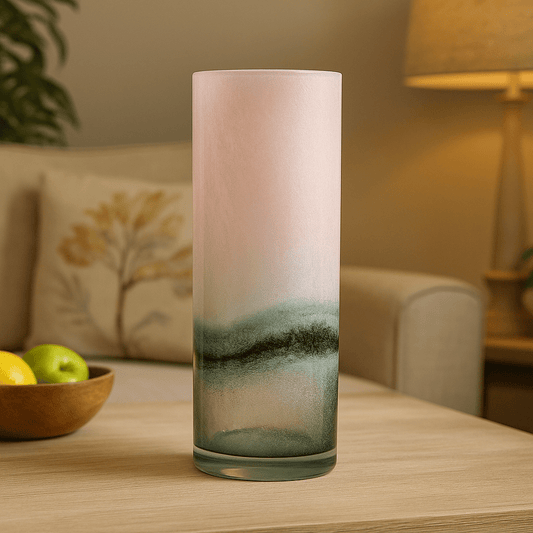 Voyage Maison (Riva Home) Voyage Maison Handmade Designer Art DUSK TALL CRAKLED GLASS VASE – PINK/BLACK  by Voyage Maison