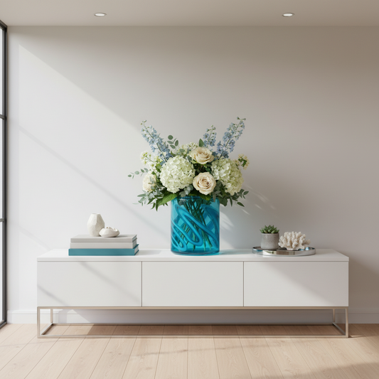 Voyage Maison (Riva Home) Voyage Maison Handmade Designer Art Elbe Hand-Blown Vase Aqua by Voyage Maison