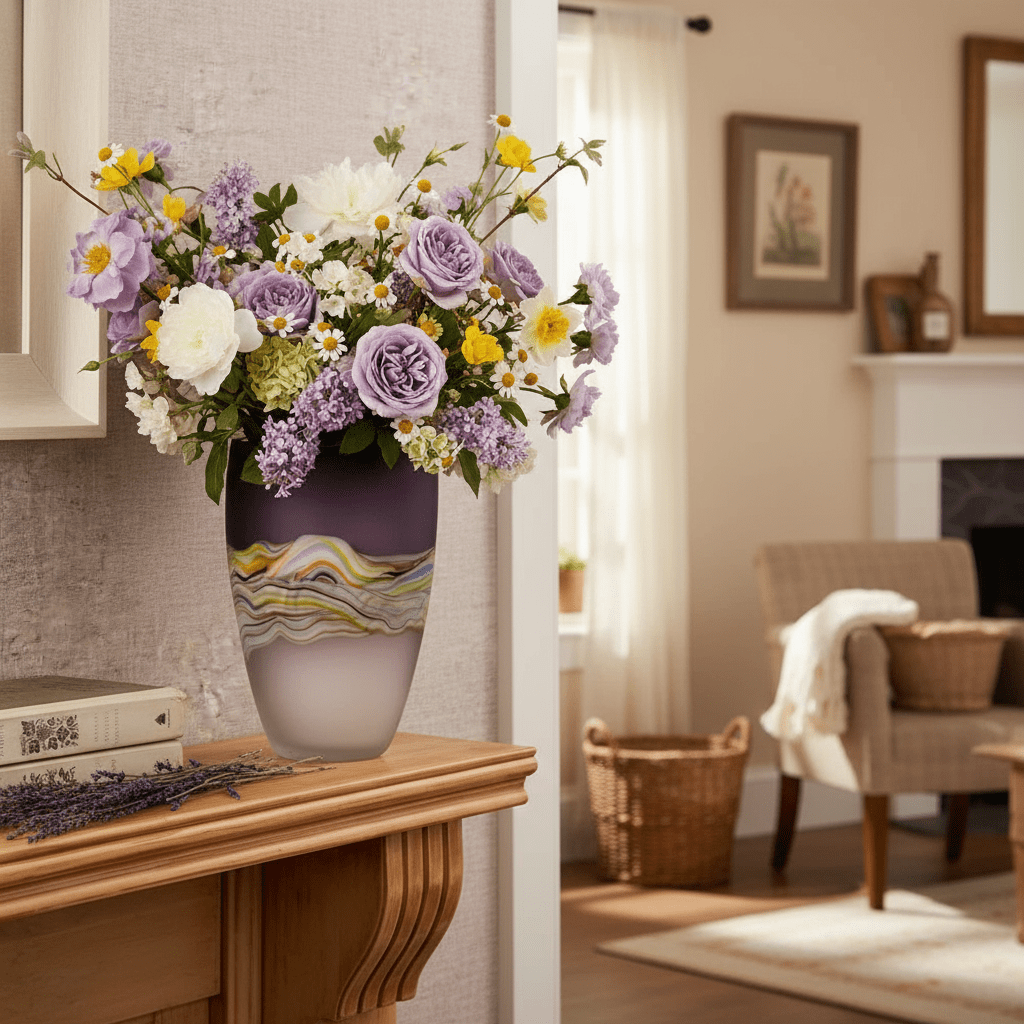 Voyage Maison (Riva Home) Voyage Maison Handmade Designer Art MARCELLUS HAND-BLOWN FROSTED VASE – AMETHYST by Voyage Maison