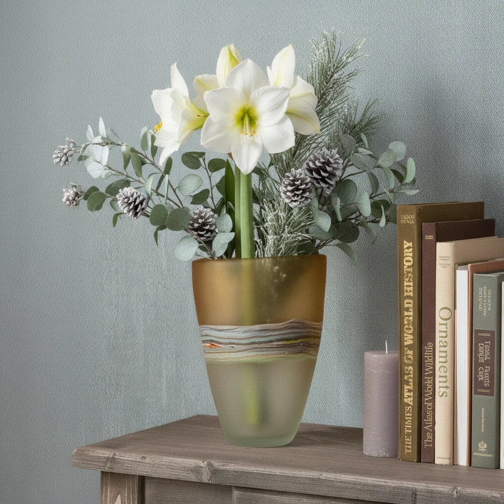 Voyage Maison (Riva Home) Voyage Maison Handmade Designer Art MARCELLUS HAND-BLOWN FROSTED VASE – CITRINE by Voyage Maison