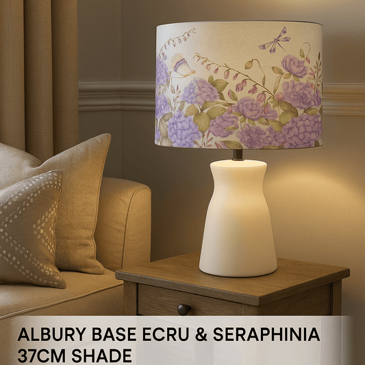 Voyage Maison (Riva Home) Voyage Maison Lamp Bundle ALBURY BASE ECRU & SERAPHINIA 37CM HAND ROLLED SHADE BUNDLE by Voyage Maison