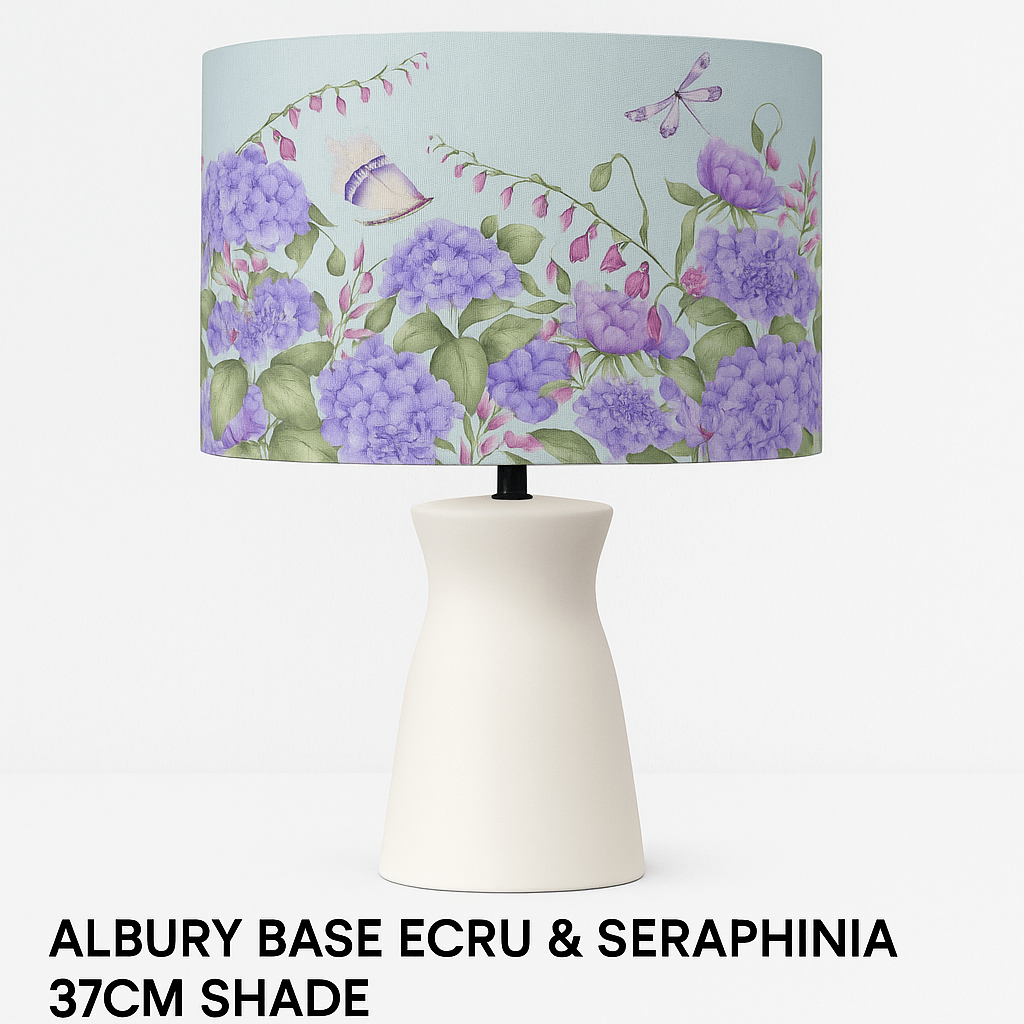 Voyage Maison (Riva Home) Voyage Maison Lamp Bundle ALBURY BASE ECRU & SERAPHINIA 37CM HAND ROLLED SHADE BUNDLE  by Voyage Maison