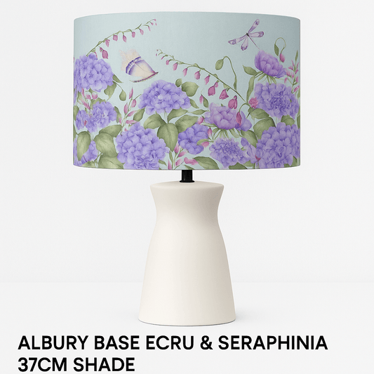 Voyage Maison (Riva Home) Voyage Maison Lamp Bundle ALBURY BASE ECRU & SERAPHINIA 37CM HAND ROLLED SHADE BUNDLE by Voyage Maison