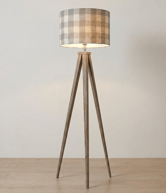 Voyage Maison (Riva Home) Voyage Maison Lamp Bundle Aratus Tripod Floor Lamp with Tamar Steel Gingham Shade by Voyage Maison