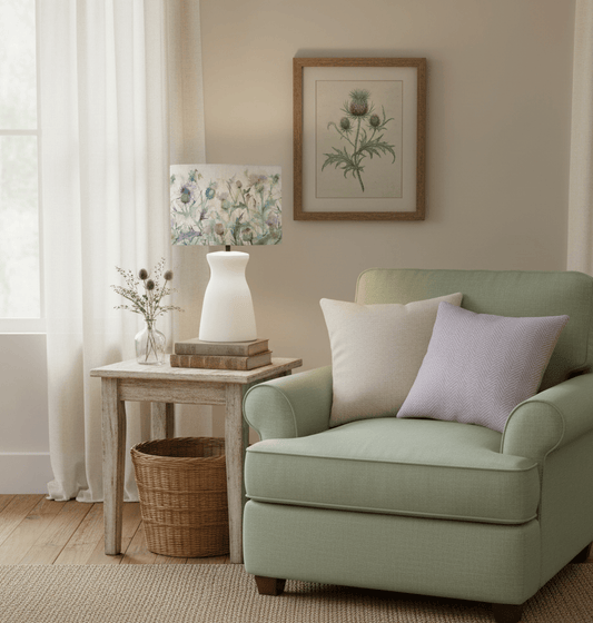 Voyage Maison (Riva Home) Voyage Maison Lamp Bundle CIRSIUM EVA HAND ROLLED SHADE & ALBURY BASE | DAMSON | ECRU | COMPLETE CERAMIC TABLE LAMP by Voyage Maison