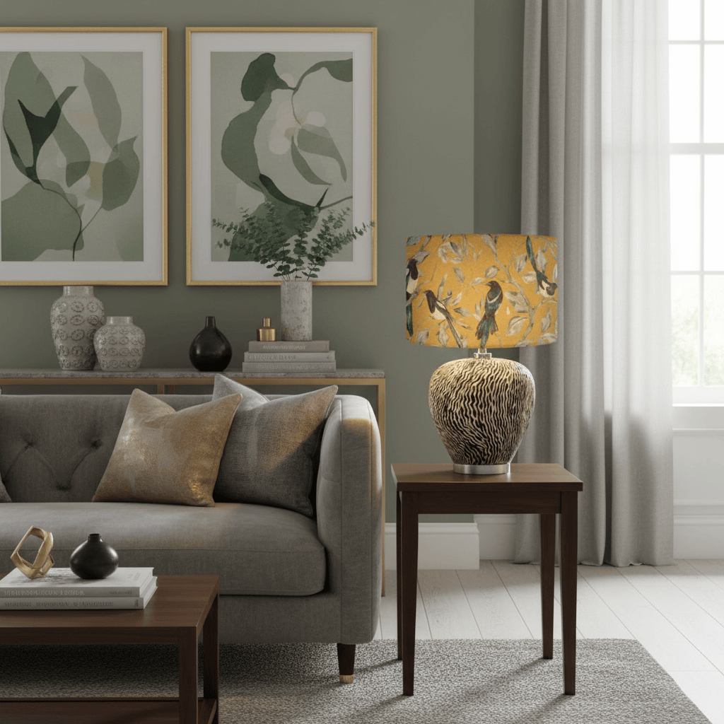 Voyage Maison (Riva Home) Voyage Maison Lamp Bundle COLLECTOR EVA HAND ROLLED SHADE & ALCINA BASE | GOLD | GREY | COMPLETE CERAMIC TABLE LAMP by Voyage Maison