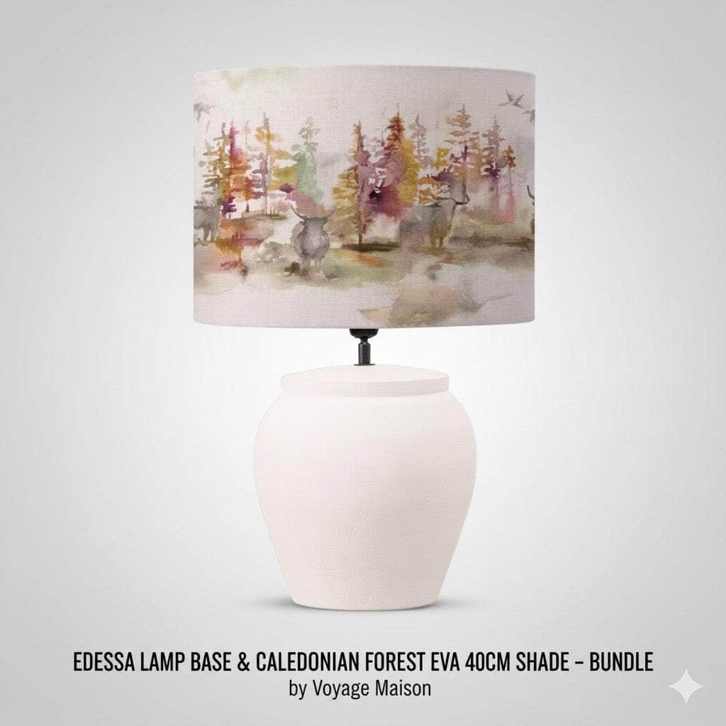 Voyage Maison (Riva Home) Voyage Maison Lamp Bundle EDESSA LAMP BASE & CALEDONIAN FOREST EVA 40CM SHADE – BUNDLE by Voyage Maison