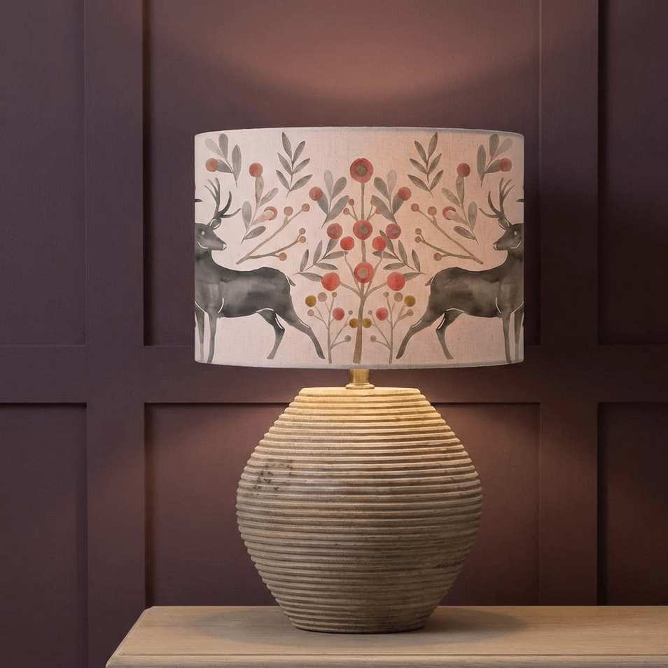 Voyage Maison (Riva Home) Voyage Maison Lamp Bundle EDO EVA & CERYS COMPLETE TABLE LAMP – WHITE SAND / MULBERRY by Voyage Maison