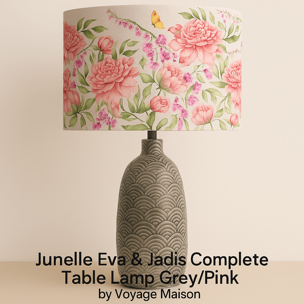 Voyage Maison (Riva Home) Voyage Maison Lamp Bundle Junelle Eva & Jadis Complete Table Lamp Grey / Pink by Voyage Maison