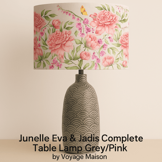 Voyage Maison (Riva Home) Voyage Maison Lamp Bundle Junelle Eva & Jadis Complete Table Lamp Grey / Pink by Voyage Maison