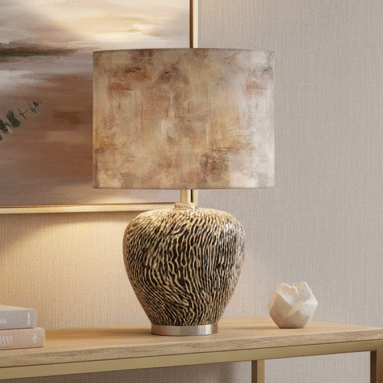 Voyage Maison (Riva Home) Voyage Maison Lamp Bundle MONET EVA HAND ROLLED SHADE & ALCINA BASE | AMBER | GREY | COMPLETE CERAMIC TABLE LAMP by Voyage Maison