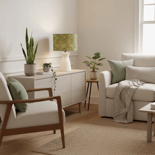 Voyage Maison (Riva Home) Voyage Maison Lamp Bundle MUSA EVA HAND ROLLED SHADE & ALBURY BASE | KIWI | ECRU | COMPLETE CERAMIC TABLE LAMP by Voyage Maison