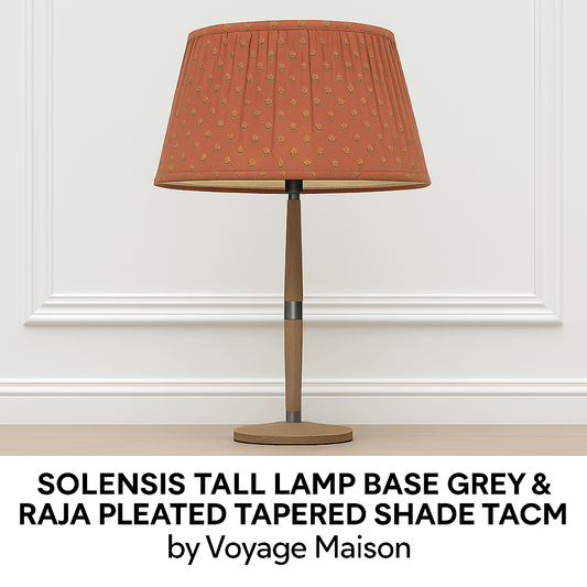 Voyage Maison (Riva Home) Voyage Maison Lamp Bundle SOLENSIS TALL LAMP BASE GREY & RAJA PLEATED TAPERED SHADE TERRACOTTA 50CM  by Voyage Maison