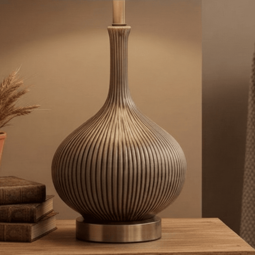 Voyage Maison (Riva Home) Voyage Maison Lamp Bundle URSULA TABLE LAMP BASE SILVER STONE & ENCHANTED FOREST EVA LAMP SHADE BUNDLE by Voyage Maison