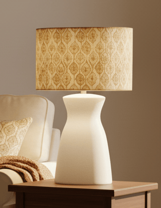 Voyage Maison (Riva Home) Voyage Maison Lamp Bundle ZEPHYR EVA HAND ROLLED SHADE & ALBURY BASE | LOTUS | ECRU | COMPLETE CERAMIC TABLE LAMP by Voyage Maison